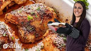 Tender baked chicken thighs marinated in a flavorful soy sauce. Crispy Oven Baked Chicken Thighs Youtube