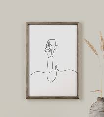 Digital Printable Women Hand Line Art Women And Wine Glass Etsy In 2021 Hand Art Drawing Line Art Minimalist Wall Art
