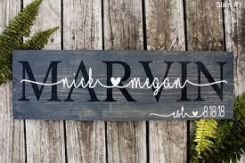 A bride's registry is typically the place to start when searching for the perfect bridal shower gift. Bridal Shower Gift Personalized Wedding Gift Last Name Sign Etsy Wedding Gift Signs Wood Wedding Signs Personalized Wood Signs