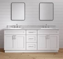 84 Inch White Shaker Double Sink Bathroom Vanity with Drawers