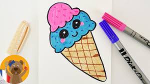 Quand les personnages de dessin animé vont à la plage. Kawaii Ice Cream Diy Dessiner Un Adorable Cornet De Glace Pour Une Carte D Anniversaire Youtube