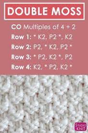 How To Knit The Double Moss Stitch Pattern Moss Stitch Pattern Irish Moss Stitch Knit Stitch Patterns