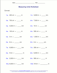 Metric Measuring Units Worksheets