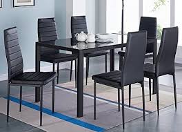 Ids Home 7piece Home Dining Dinette Kitchen 6 Person Furniture Set With Glass Top Metal Leg Glass Dining Table Glass Dining Table Set Modern Glass Dining Table