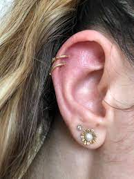 Recently Switched My Double Helix From Studs To Hoops Here S My Current Setup What Should I Get Nex Earings Piercings Pretty Ear Piercings Cute Ear Piercings