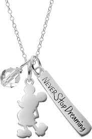 Disney S Mickey Mouse Sterling Silver Charm Pendant Necklace Made With Swarovski Crystals Afflink Affil Disney Necklace Mickey Mouse Jewelry Disney Jewelry
