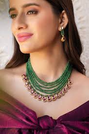 Kisha green oneyx stone necklace