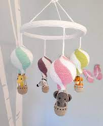 Hot Air Balloon Baby Mobile Crochet Pattern Nursery Mobile Etsy Diy Hot Air Balloons Crochet Baby Mobiles Crochet Mobile