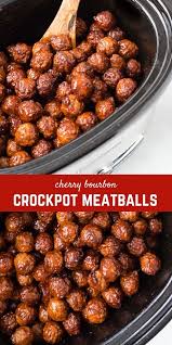 Crockpot Meatballs With Cherry Bourbon Sauce Recipe Crock Pot Meatballs Crockpot Appetizers Appetizer Recipes