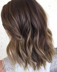 Brunette And Caramel Blonde Subtle Balayage And Textured Beachy Lob Mid Length Hair Subtle Balayage Brunette Black Hair Balayage Balayage Hair Blonde Long