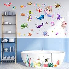We love decorating with wall decals and invite you to shop our hand selected collection. Buy Mermaid Wall Decal Under The Sea Wall Decals Cute Room Decor Jellyfish Fish Ocean Wall Stickers Removable Peel And Sticks For Kids Baby Bedroom Living Room Bathroom Bathtub And Children S Playroom