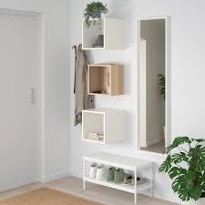 Eket Schrankkombination Fur Wandmontage Eicheneff Wlas Weiss Ikea Osterreich Eket Ikea Eket Wall Mounted Cabinet