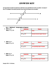 Use what youve learned about parallel lines and transversals to draw two perfectly parallel lines on this piece of paper. Geometry Proof Practice With Parallel Lines Cut By Transversals Level 1