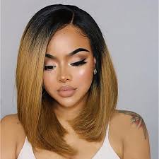 Black And Blonde Ombre Lace Front Wig Synthetic Lace Front Wig Ombre Straight Bob Side Part Lace Front Wig Blonde Short Black Strawberry Blonde Synthetic Hair Women S Heat Resistant Women Dark Roo Wig Hairstyles Short Hair Styles