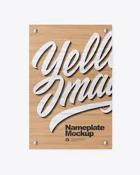 Download Wooden Nameplate Mockup In Object Mockups On Yellow Images Object Mockups PSD Mockup Templates