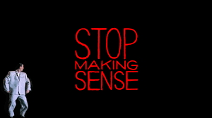 In this concert film, the talking heads hardly talk, don't stop, and always make sense. Talking Heads Stop Making Sense Musicwallpapers