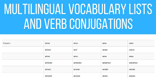 Multilingual Vocabulary Lists And Verb Conjugations Learn