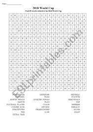 2018 World Cup Word Search Activity Word Cup World Cup Words