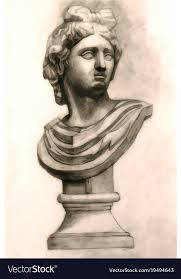 Antique antinous plaster bust academic drawing Vector Image