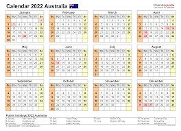 Monday start 2022 calendar printable one page. Australia Calendar 2022 Free Printable Word Templates