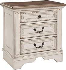 The two drawers discreetly tuck away everything you want out of sight, while the open shelf is perfect for stashing your favourite books, blankets or this nightstand is designed in a simple and modern white wood style. Amazon Com Signature Design By Ashley Realyn Nightstand Chipped White Furniture Decor