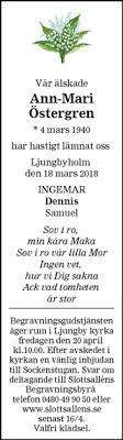 Här kan du se de senaste publicerade annonserna som vi på begravningstjänst har förmedlat. Minnesrummet En Plats For Att Minnas Och Hedra