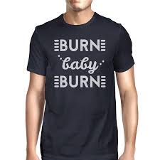 Burn Baby Mens Navy Lightweight Cool Cotton T Shirt Workout Theme