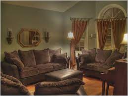 Green Living Room Brown Furniture Set Ruang Keluarga Ruang Tamu Modern Ruangan