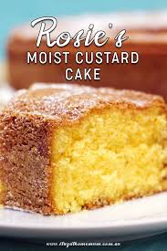 Rosie S Moist Custard Cake Is A Soft Decadent Cake That Is Perfect With Some Lemon Cream Cheese Icing It Also Custard Cake Recipes Cake Recipes Decadent Cakes