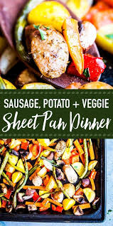 Sausage Potato And Vegetables Sheet Pan Dinner Is A Quick And Easy Dinner You Can Put Together In A Sheet Pan Dinners Recipes Sheet Pan Dinners Sausage Dinner