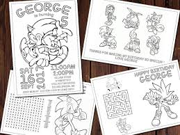 Sonic Coloring Pages Sonic The Hedgehog Birthday Amy Rose Party Favor Activity Coloring Sheets 4 Printa Hedgehog Birthday Rose Party Printable Personalized