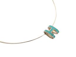 Hermes Pop H Necklace Metal Sv925 Silver Blue Bf062116 Was 289 Now 266 Global Elady Com