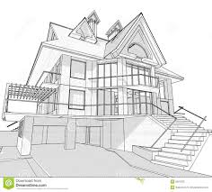 Modern House Vector Technical Drawing From Dreamstime Https Www Dreamstime Com Stock Photo Mod House Drawing Architecture Blueprints Simple House Drawing