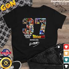 And dragon ball super (2015); Official Dragon Ball Movie 37 Years Of 1984 2021 With 7 Series Toriyama Akira Signature Shirt Hoodie Sweater Long Sleeve And Tank Top