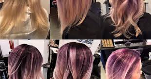 eine gewagt aber sehr schone balayage mit violetten ansatz balayage violett blond frisuren ansatz farben haarfarben