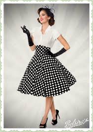 Belsira 50er Jahre Rockabilly Punkte Tellerrock High Waist Schwarz Weiss 50er Jahre Outfit 50er Jahre Mode Damen 50 Jahre Kleider