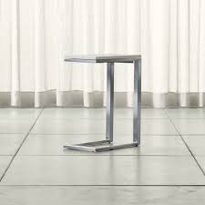 Parsons Stainless Steel C Table With Travertine Top Crate And Barrel Table C Table Modern Furniture