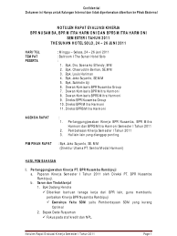 Bentuk dan contoh notulen sidang atau rapat. Notulen Rapat Evaluasi Kinerja Semester I Tahun 2011 Pdf