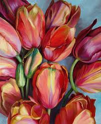 Red Tulips Original Oil Painting Gift Idea For Woman Tulip Painting Original Oil Painting Oil Painting