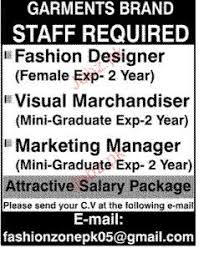 Extensive knowledge of department processes. Fashion Designer Visual Merchandiser Job Opportunity 2021 Job Advertisement Pakistan