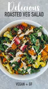 Roasted Veggie Quinoa Salad With Tahini Garlic Dressing Wallflower Kitchen Recipe Roasted Veg Salad Veggie Quinoa Salad Healthy Salad Recipes