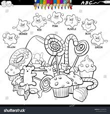 Black And White Orange Cartoon Black And White Cartoon Illustration Of Basic Colors Educational Worksheet With Candies And Sweet Foo Black And White Cartoon Cartoon Illustration Basic Colors