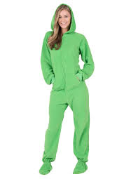 Emerald Green Hoodie One Piece Adult Hooded Footed Pajamas One Piece Hooded Pjs Adult Hooded Pajamas Footed Pajamas Co