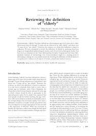 Pdf Reviewing The Definition Of Elderly
