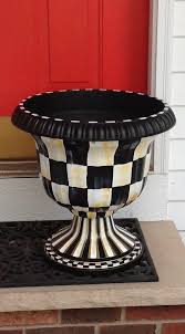 Black And White Checkered Outdoor Planters Urn Planter Hand Painted Black And White Checked Plastic Resin Whimsical Painted Furniture Mackenzie Childs Diy Urn Planters
