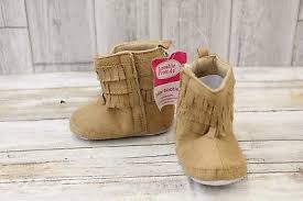 Luvable Friends Tan Infant Microfiber Fringe Boots Shoes M 6