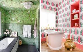 This is particularly effective above a vanity or. Best Bathroom Wallpaper Ideas 22 Beautiful Bathroom Wall Coverings