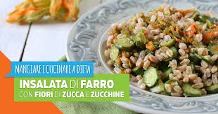 Versa il farro e il condimento in una ciotola, aggiungi olio extra vergine a crudo, mescola bene e servi freddo. Insalata Di Farro Con Fiori Di Zucca E Zucchine Progetto Dieta Nutrizionista Palermo