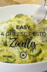 Easy Four Cheese Pesto Zoodles Keto Low Carb I Breathe I M Hungry Recipe Best Zucchini Recipes How To Cook Zucchini Low Carb Zucchini Recipes