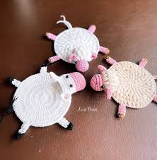 Bundle 3 in 1 PDF Crochet Pattern Cute Animal Coaster - Etsy ...